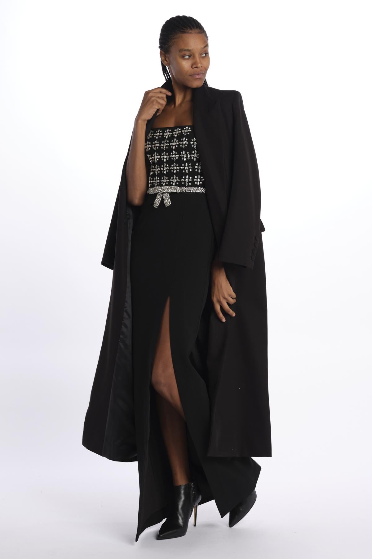  RINA SPLIT GOWN BLACK rebecca vallance 