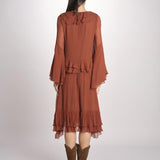abito in chiffon con maniche over WILHELMINA RUGGINE malina 
