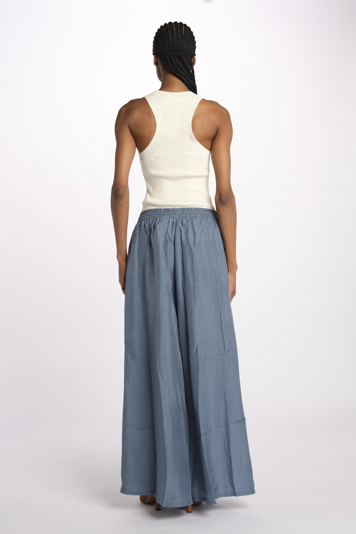 PALAZZO pantaloni in seta  by milaura. BE24252PANT GREY BLU benaras soleil 