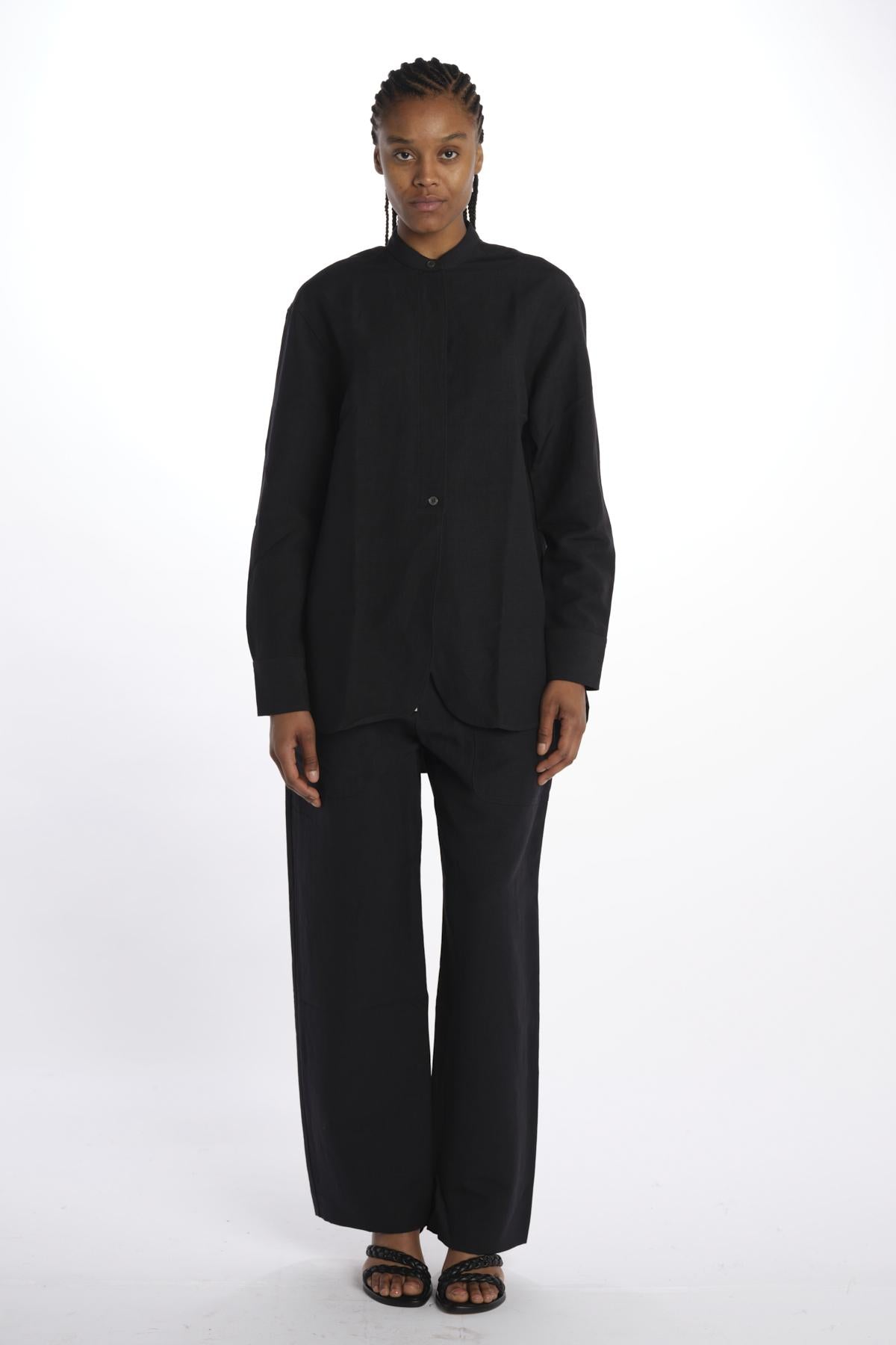 Camicia collo guru con apertura davanti BEAM1600 DARKEST NAVY studio nicholson 