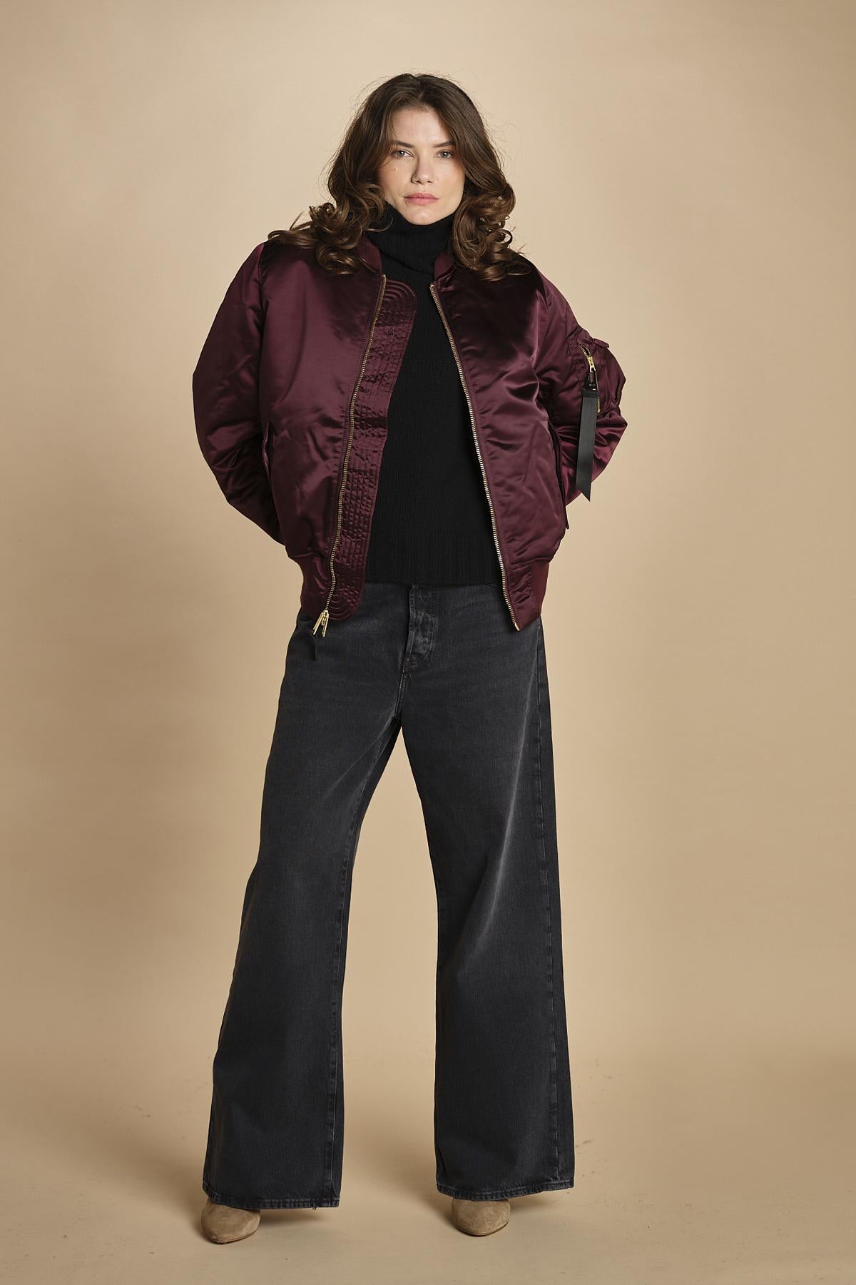 bomber unisex nylon raso 756111 MA- 608 DARK CHERRY alpha 