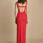 maxidress con scollo a barca e schiena nuda IMOGEN RED solace 