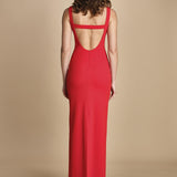 maxidress con scollo a barca e schiena nuda IMOGEN RED solace 