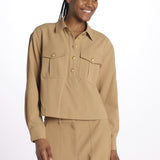 Camicia COLVIN bottoni oro CP3241142 KHAKI veronica beard 