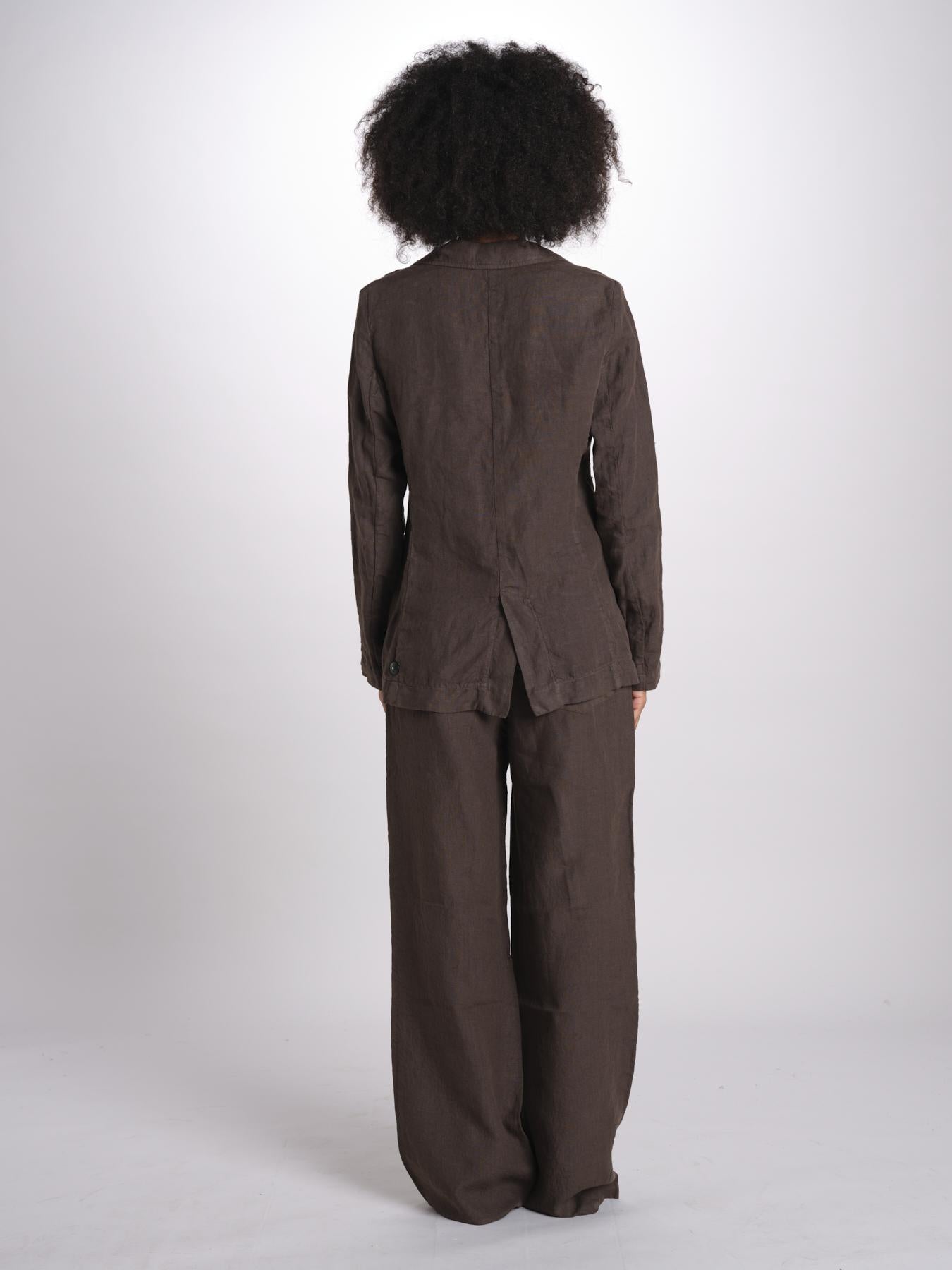 blazer due bottoni in lino LIVI STRUCURELINEN BROWN true avenue 