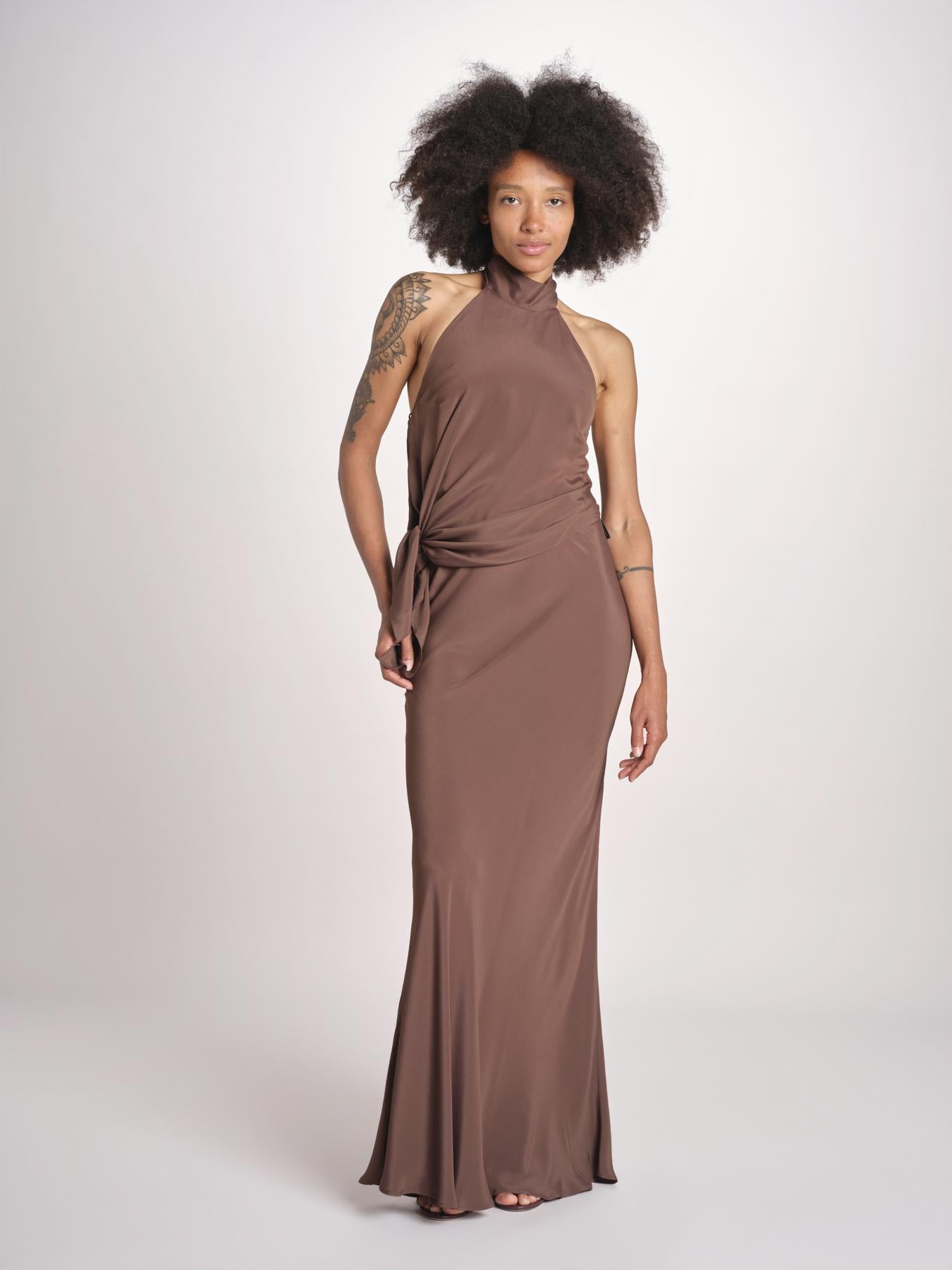 top in seta collo alto con nodo 41350-412 CACAO 69 federica tosi 
