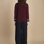camicia con collo e polsi a contrasto CR_3069T BURGUNDY bodice 