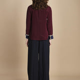 camicia con collo e polsi a contrasto CR_3069T BURGUNDY bodice 