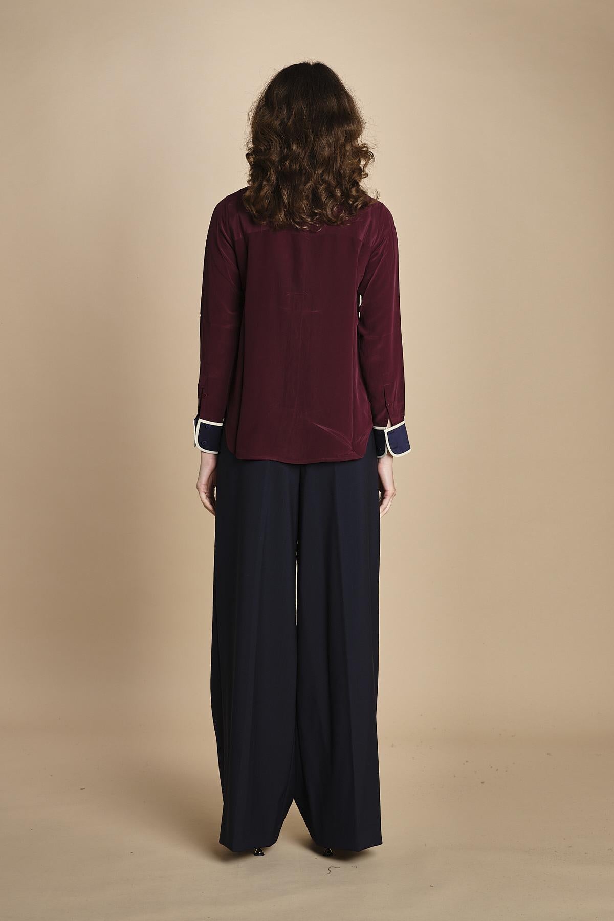 camicia con collo e polsi a contrasto CR_3069T BURGUNDY bodice 