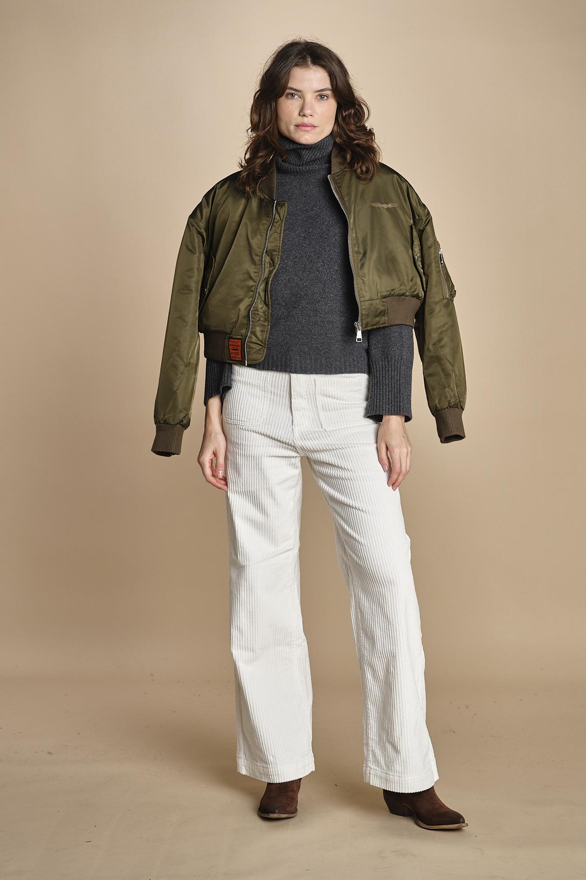 pantalone a zampa con taschine FAUVE WX WHITE fam 