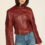 giacca di pelle bordeaux MALEN F19JL1 NAPPA BORDEAUX petar petrov 