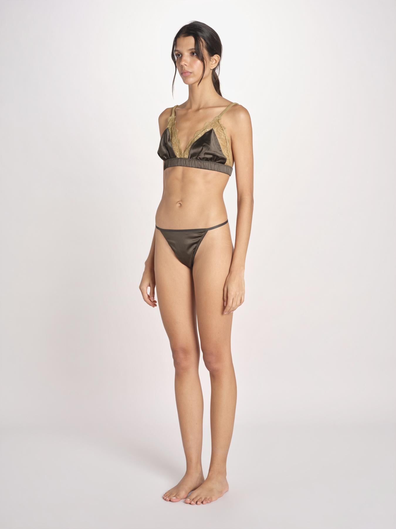 slip in satin CHARLOTTE L25101983 DARK GREEN 782 love stories 