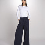 Pantalone gamba ampia con doppia pince in vita ASTA 2615131061600 001 BLU weekend maxmara 