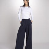 Pantalone gamba ampia con doppia pince in vita ASTA 2615131061600 001 BLU weekend maxmara 