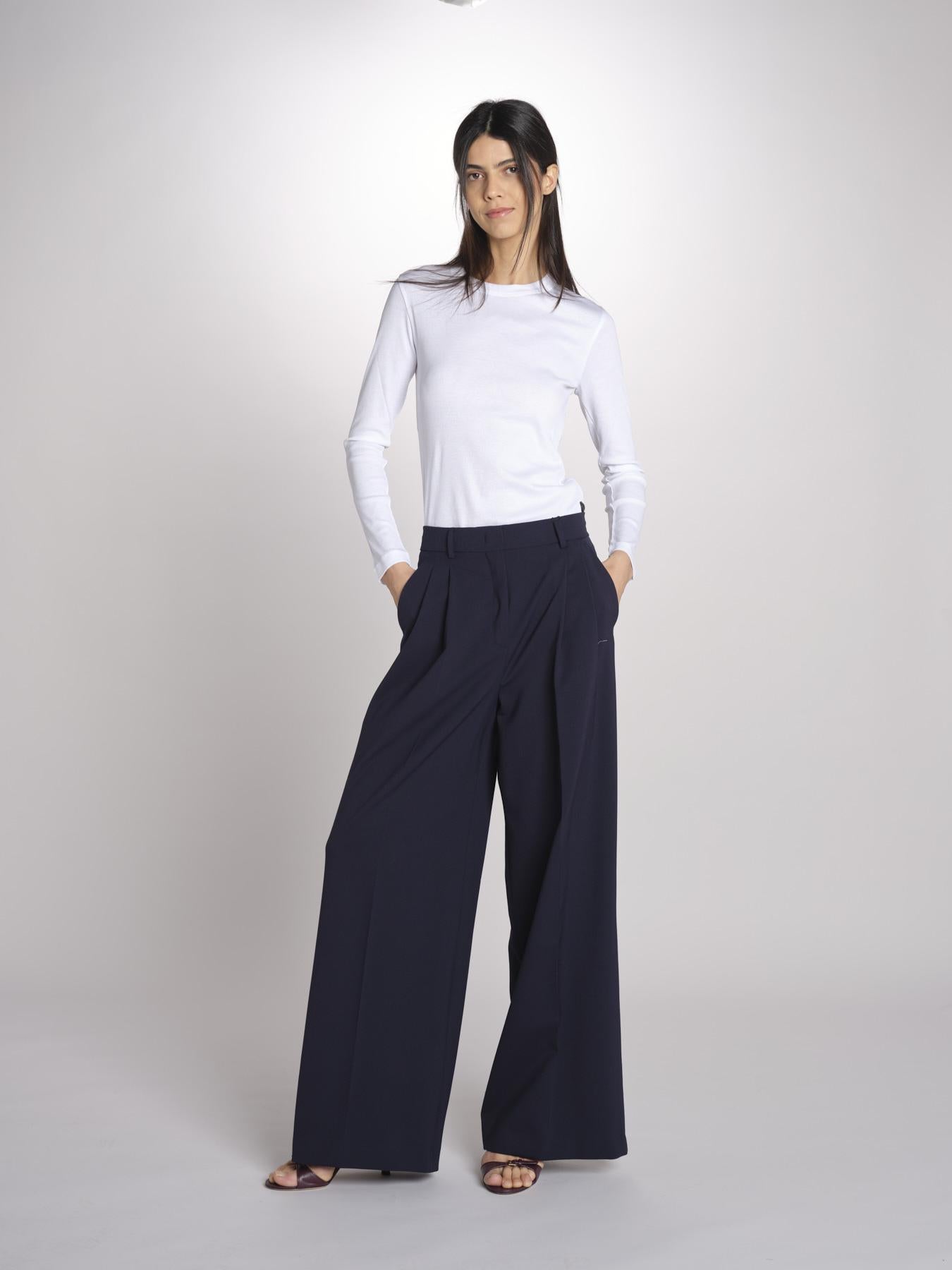 Pantalone gamba ampia con doppia pince in vita ASTA 2615131061600 001 BLU weekend maxmara 