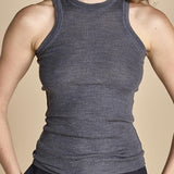 top americano a costine in lana merino LAU28 E14038 GRIGIO SCURO milaura 