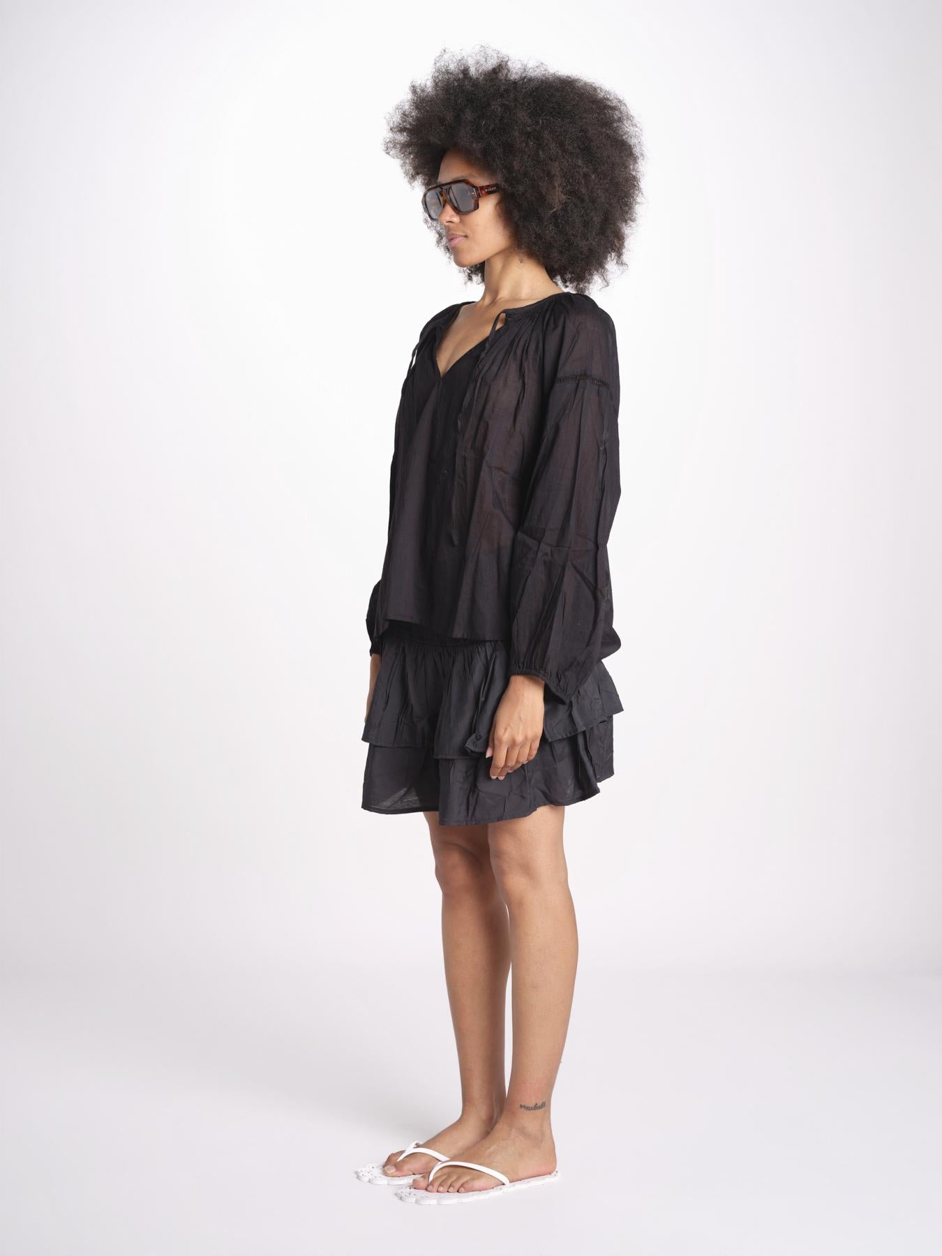 camicia voille nervature ALEXANBLATU NOIR laraethnics 