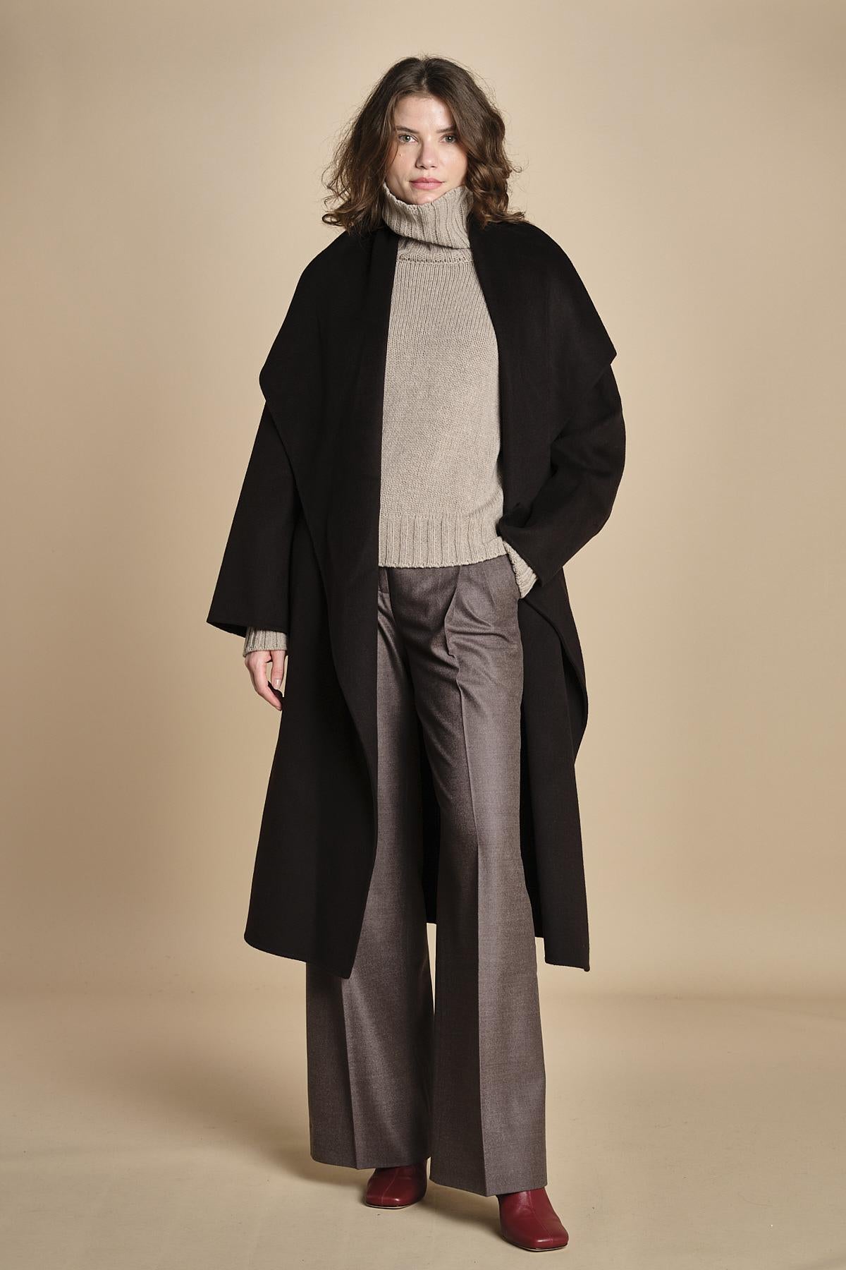 cappotto vestaglia double collo grande CARRIE ROSE  IO111048 BR291 ivy oak 