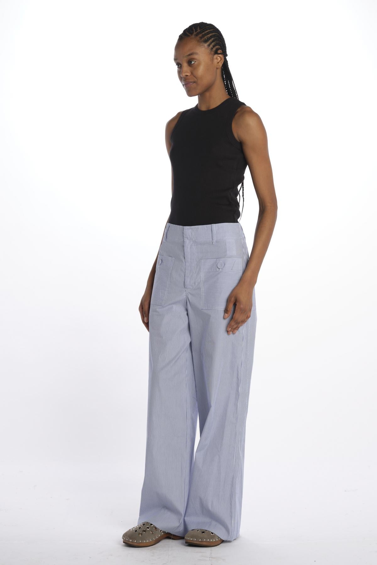 Pantaloni righine con tasche JK PANT WHITEBLUE jejia 