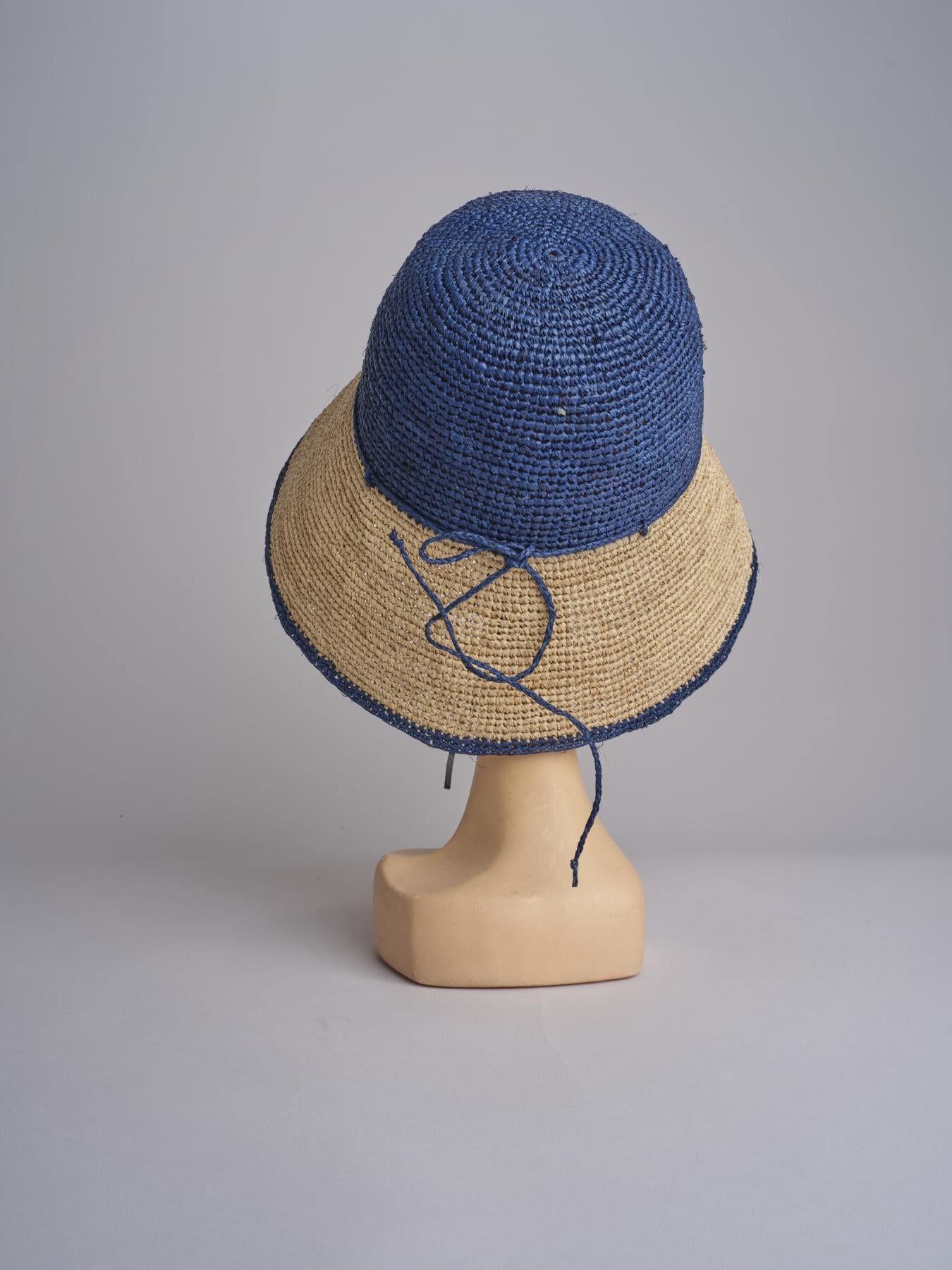 CAPELINE cappello in paglia bicolor DEMI CAPELINE CROCHET 01BG196 AZZ bagatelle france 