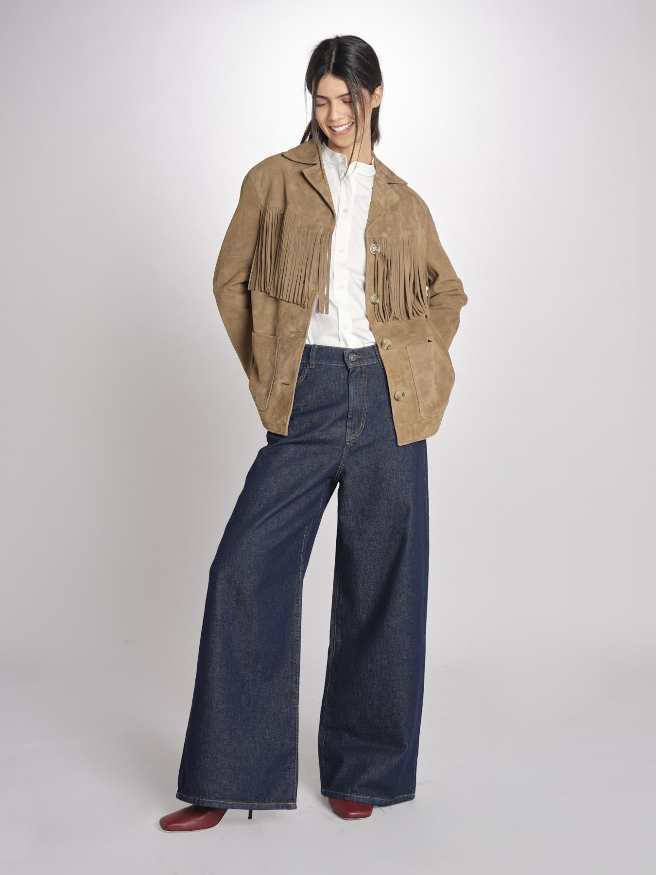 Giacca con frange GALEN 6EVH01-V03748 ARGILE vanessa bruno 