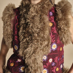 gilet ricamato con mongolia MAGYAR GILET BURGUNDY antik batik 