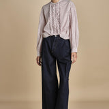 camicia voille lana con rouches MAGRITTE RED_WHITE CHECKS laurence bras 