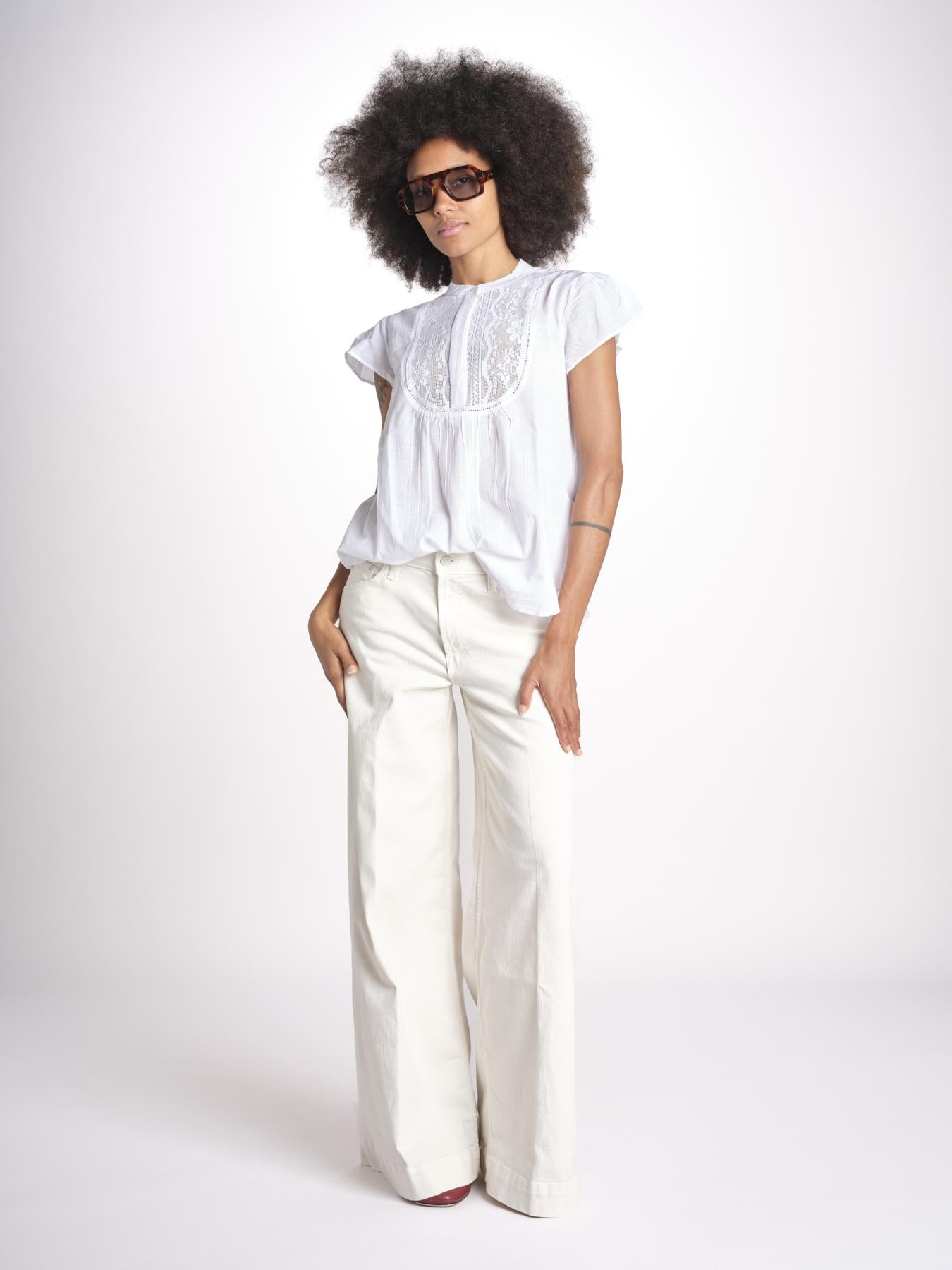 camicia con plastron in pizzo FREYA 744902 WHITE mabe 