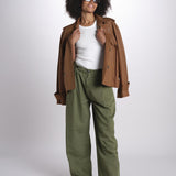 pantalone pinces in cotone NANCY ESSELING GREEN true avenue 