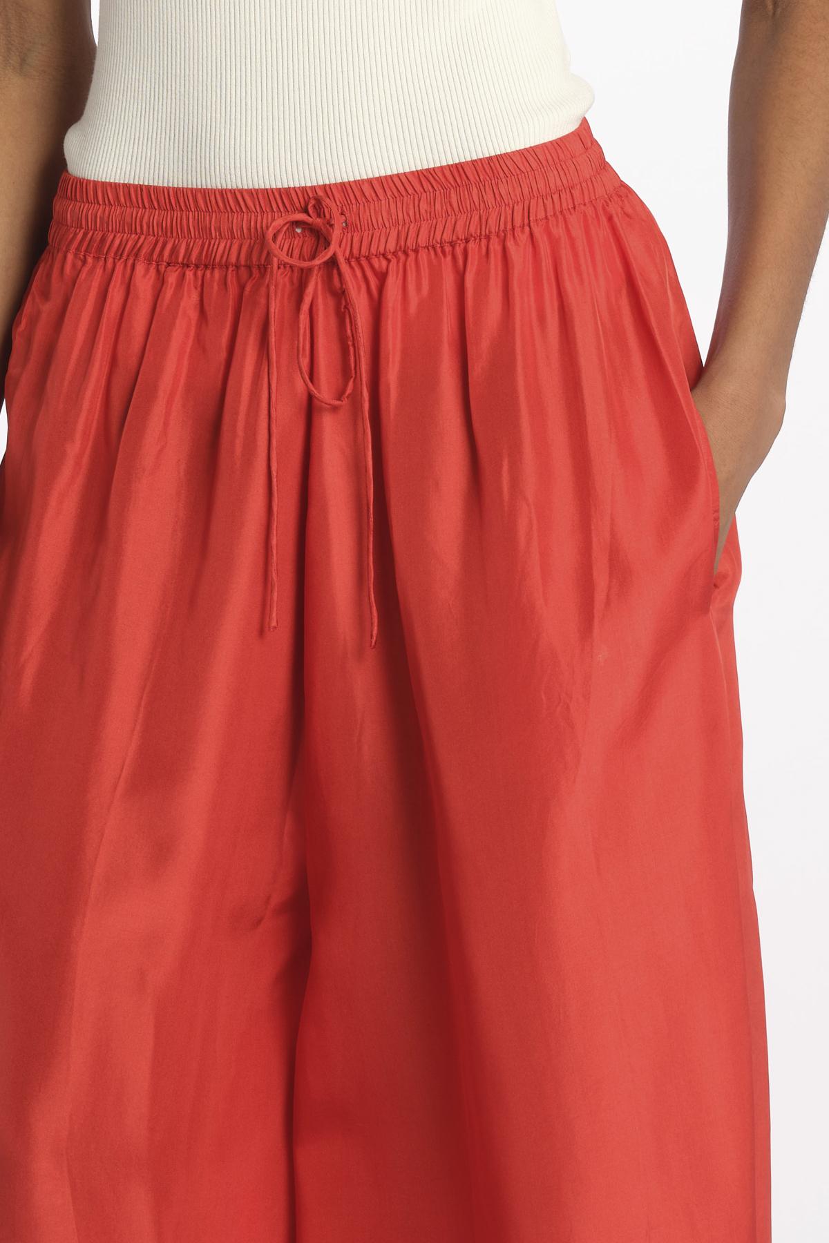 PALAZZO pantaloni in seta  by milaura. BE24252PANT RED ORANGE benaras soleil 