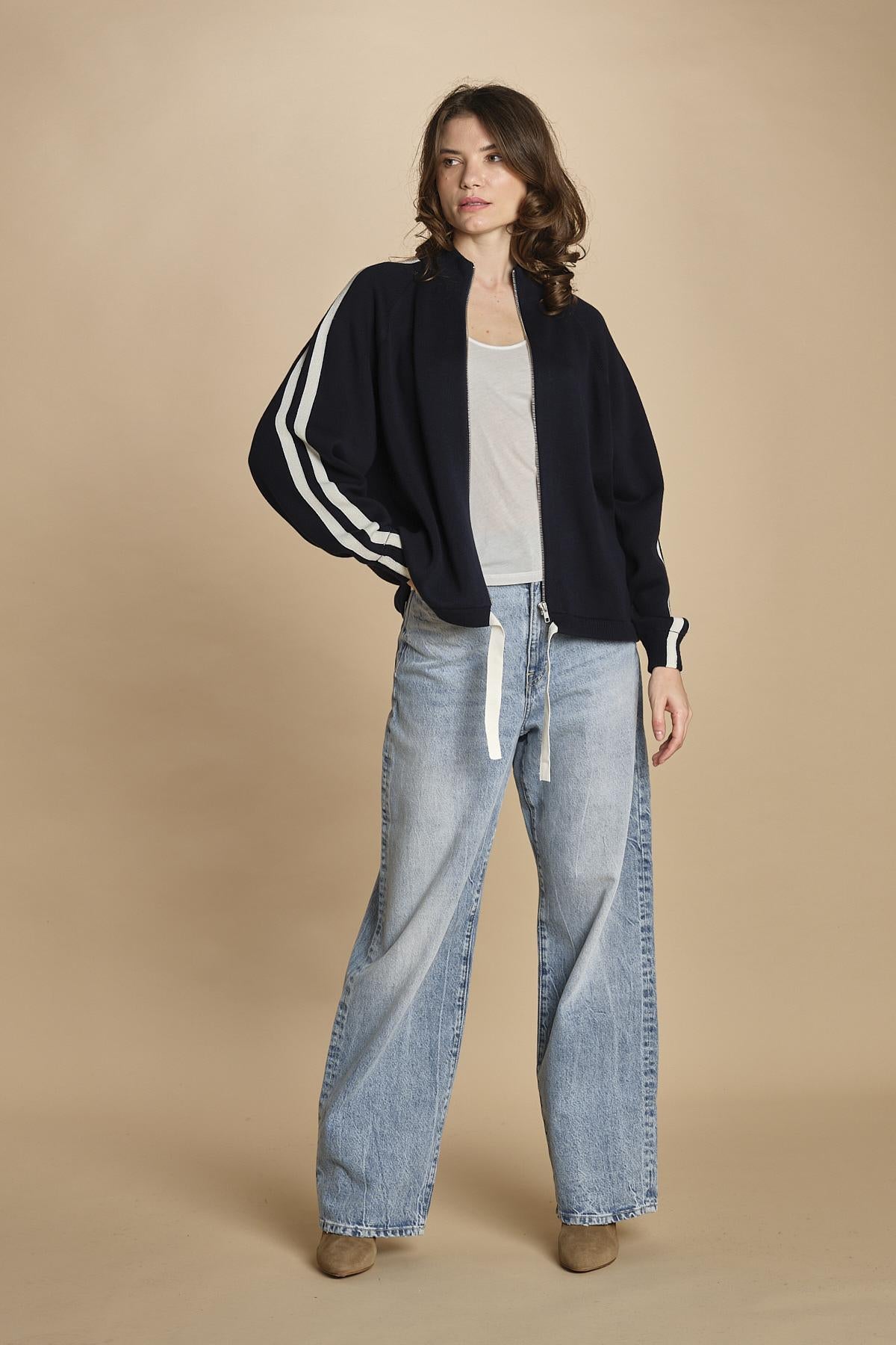 maglia bande con zip ANGIX NAVY bellerose 