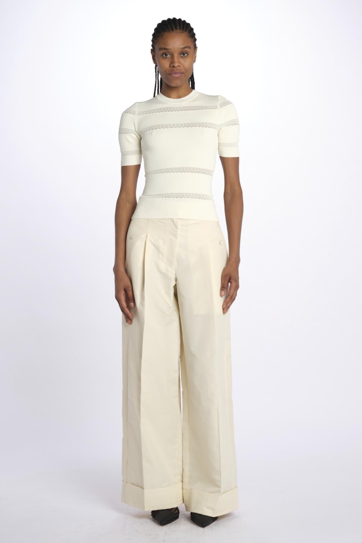 Maglia DEVON m/c inserto pizzo 019 CREAM sea ny 