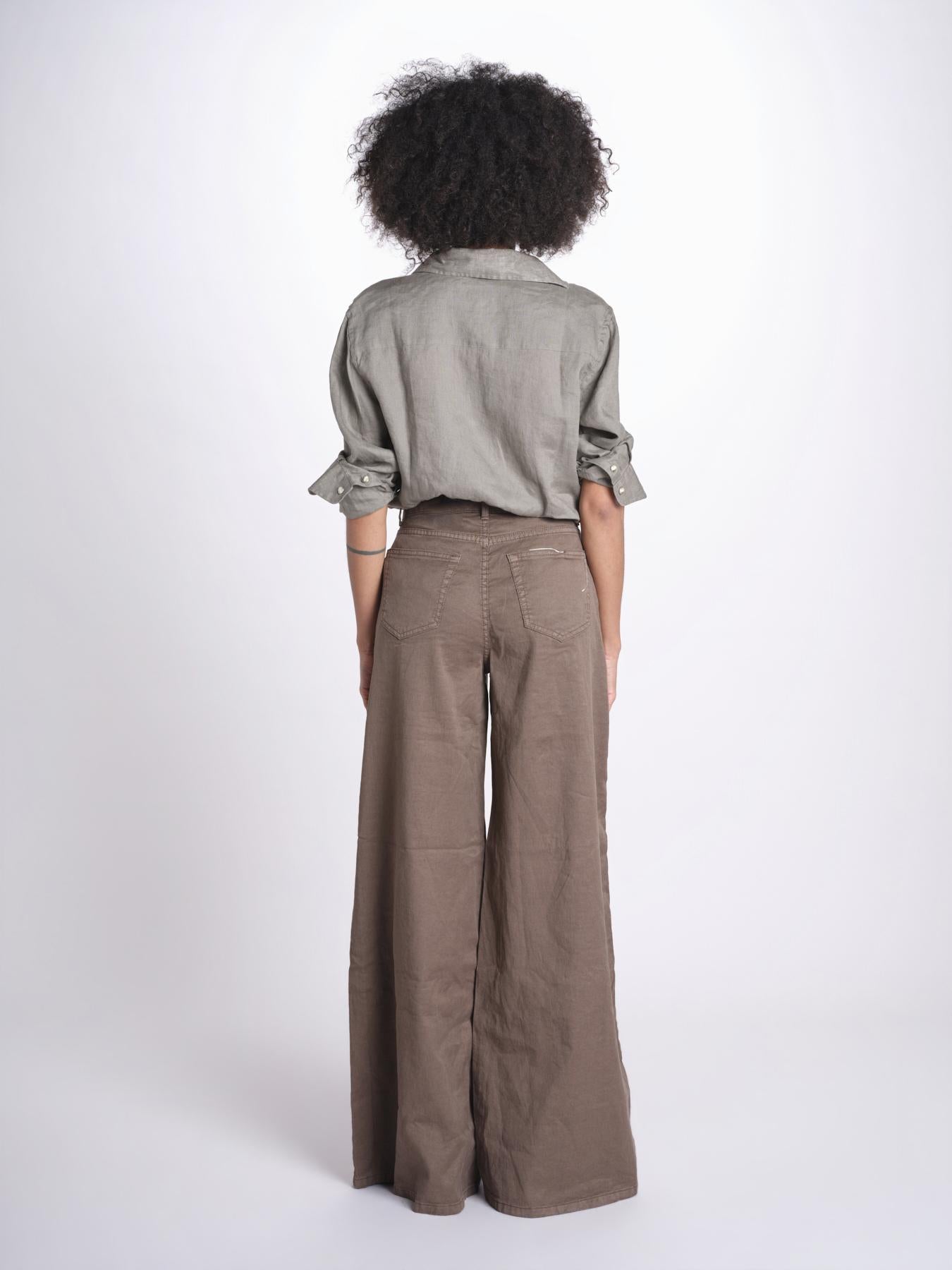 pantalone 4 tasche in misto lino SERENA XML01 193 CIOCCOLATO ps don't forget me 