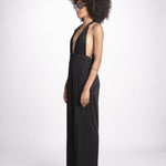 tuta in satin allacciata dietro al collo LENNOX BLACK amazuìn 