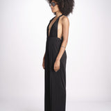 tuta in satin allacciata dietro al collo LENNOX BLACK amazuìn 