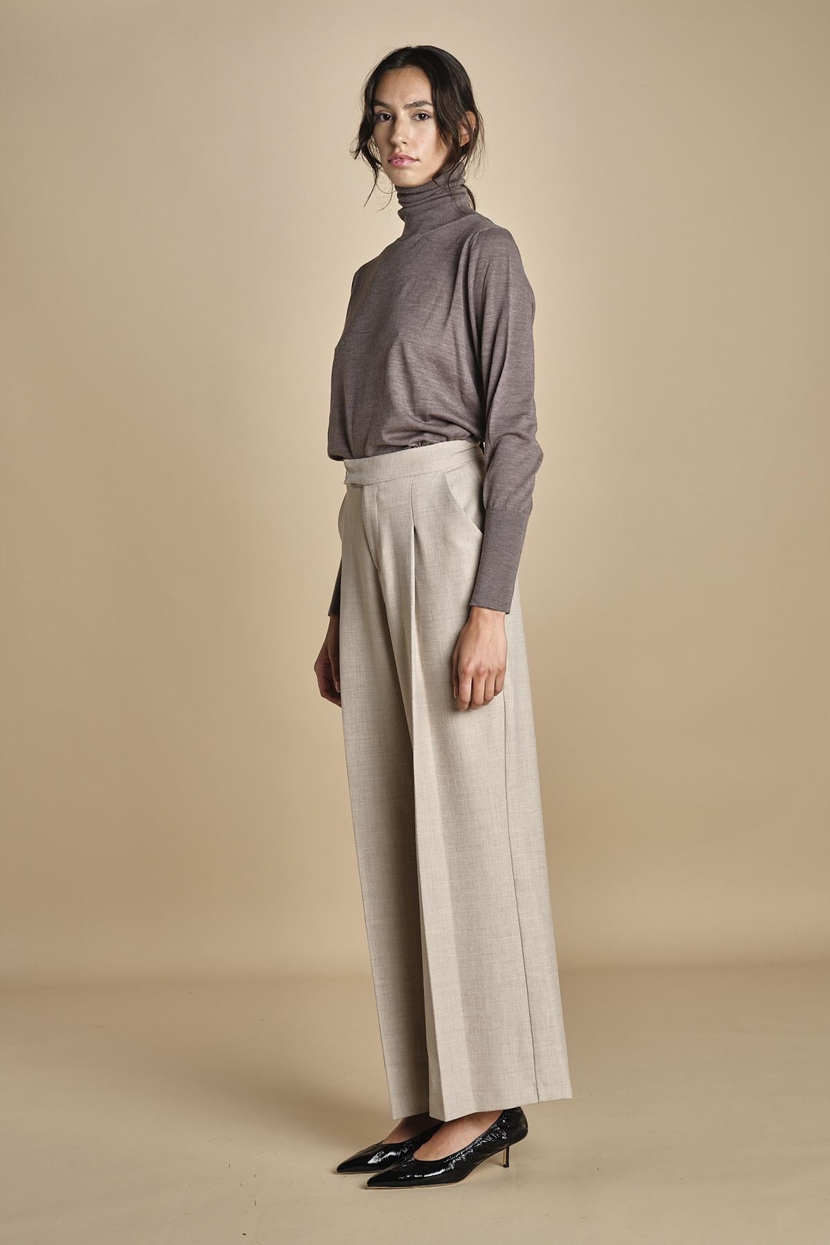 GRACE pantalone con pinces F25-040 092 DRIFWOOD oscar 