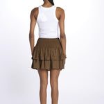 PANOLI minigonna a balze PANOLI OLIVE laraethnics 