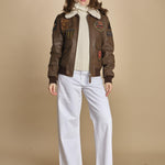 bomber montone più patch aviatore. LCAVIATORBD BROWN schott 