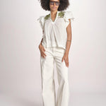 top con intarsio macrame VANIA PAPYRUS.CALLEGREEN scarlett poppies 