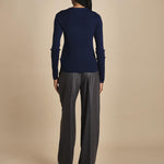 cardigan a costine in lana merino MIL LAU2 E21210 BLU milaura 