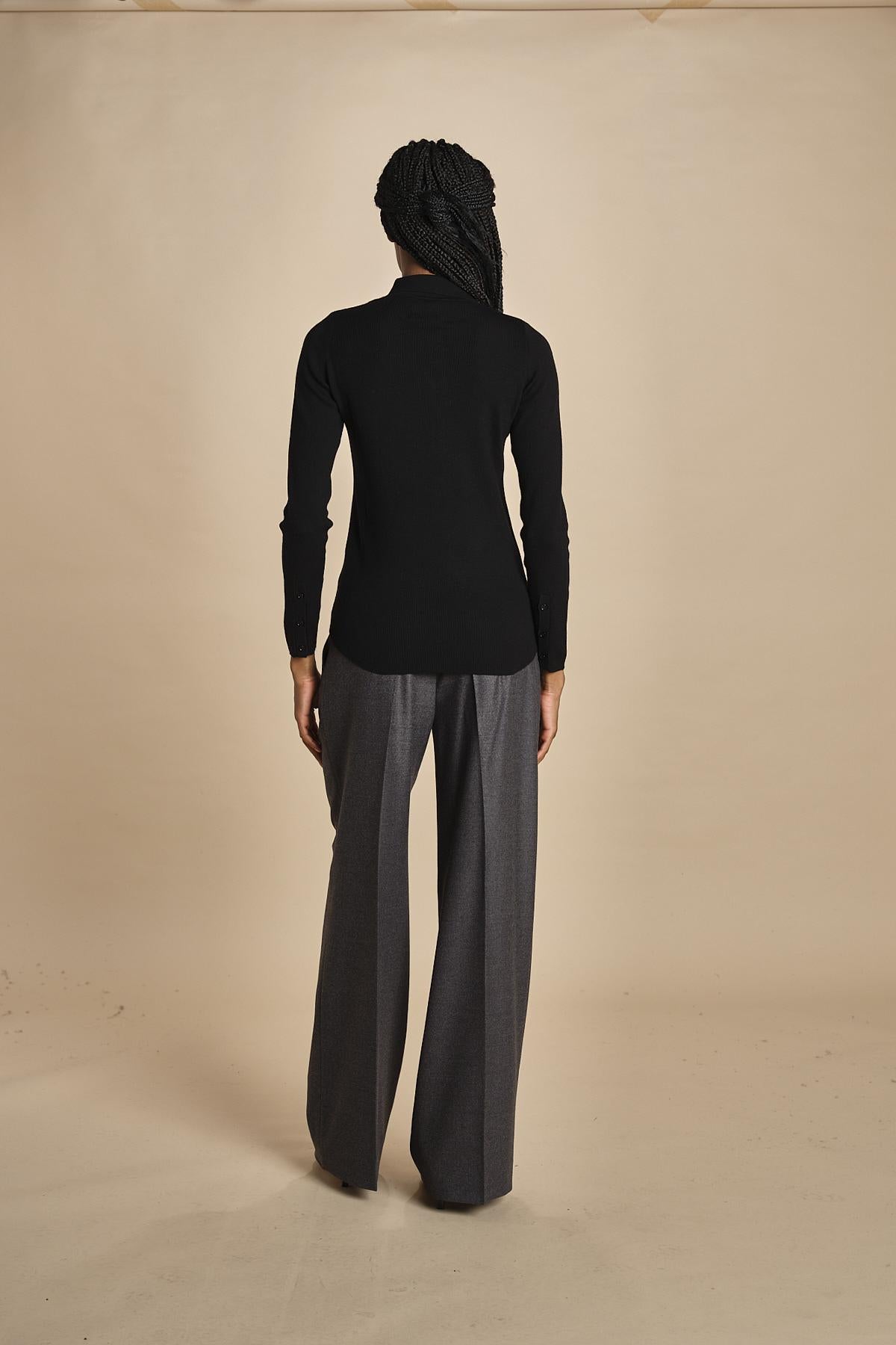 polo a costine in lana merino MIL LAU3 E14035 NERO milaura 