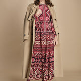 abito lungo con stampa geometrica GRAPHIC AINIKA 339938 RED farm rio 