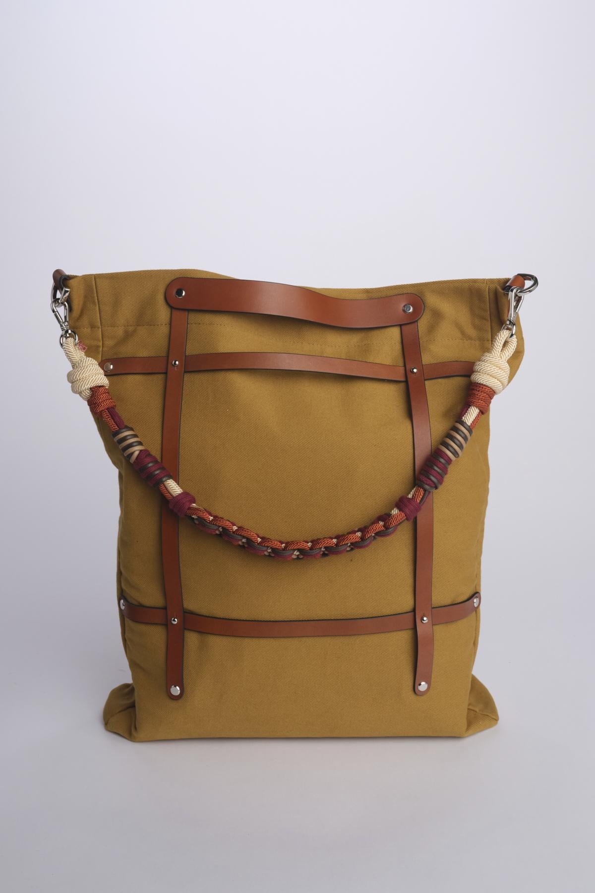 OPTIMISTE + ALICE  Bag tracolla tela verticale + pelle OPCOMUS MUSTARD my bob 