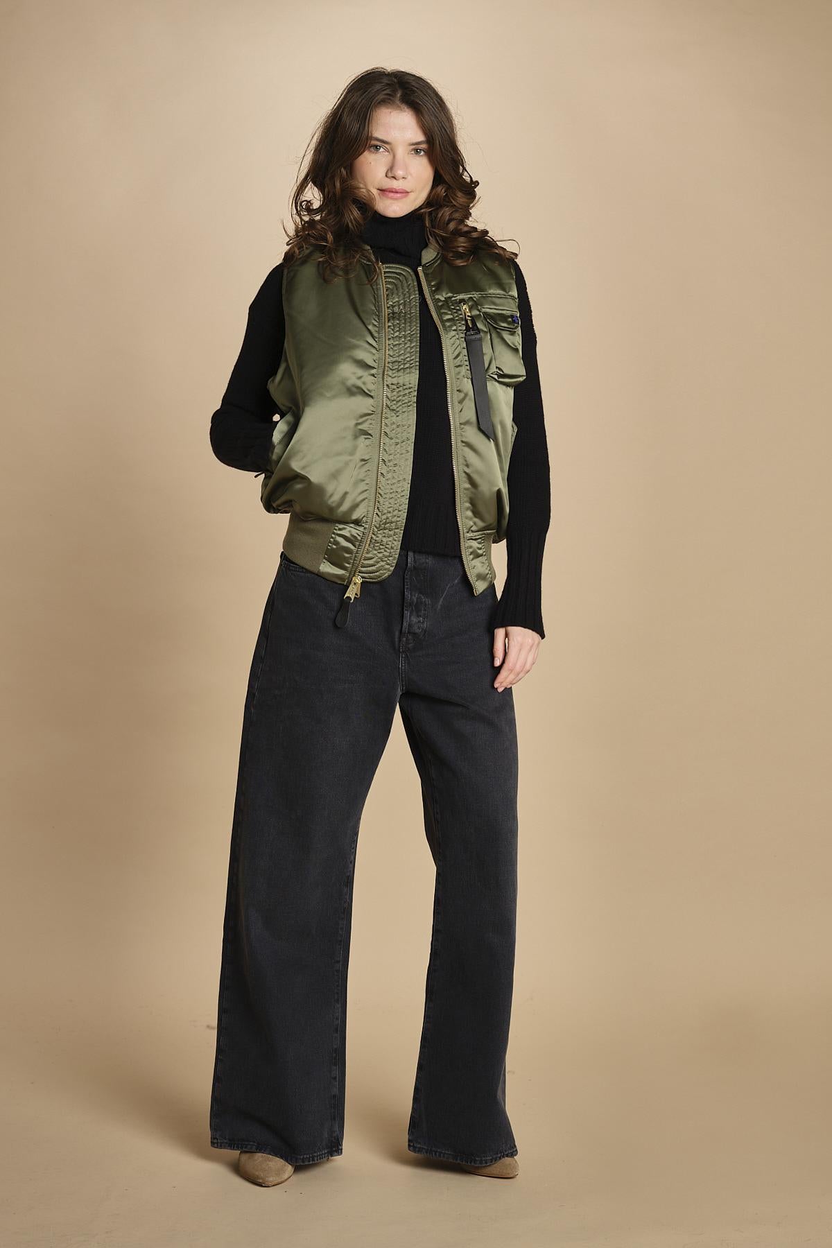 gilet unisex in nylon raso 758102 MA1 SAGE GREEN alpha 