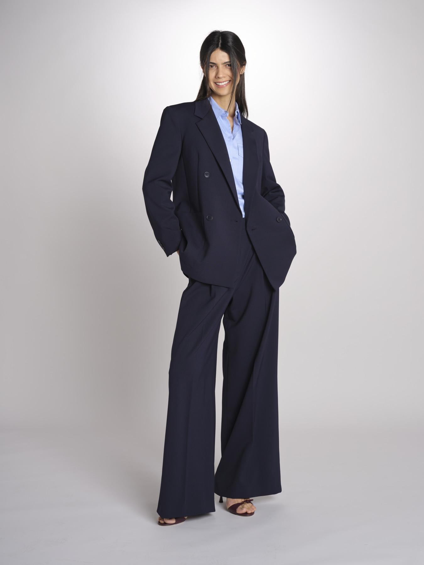 Pantalone gamba ampia con doppia pince in vita ASTA 2615131061600 001 BLU weekend maxmara 