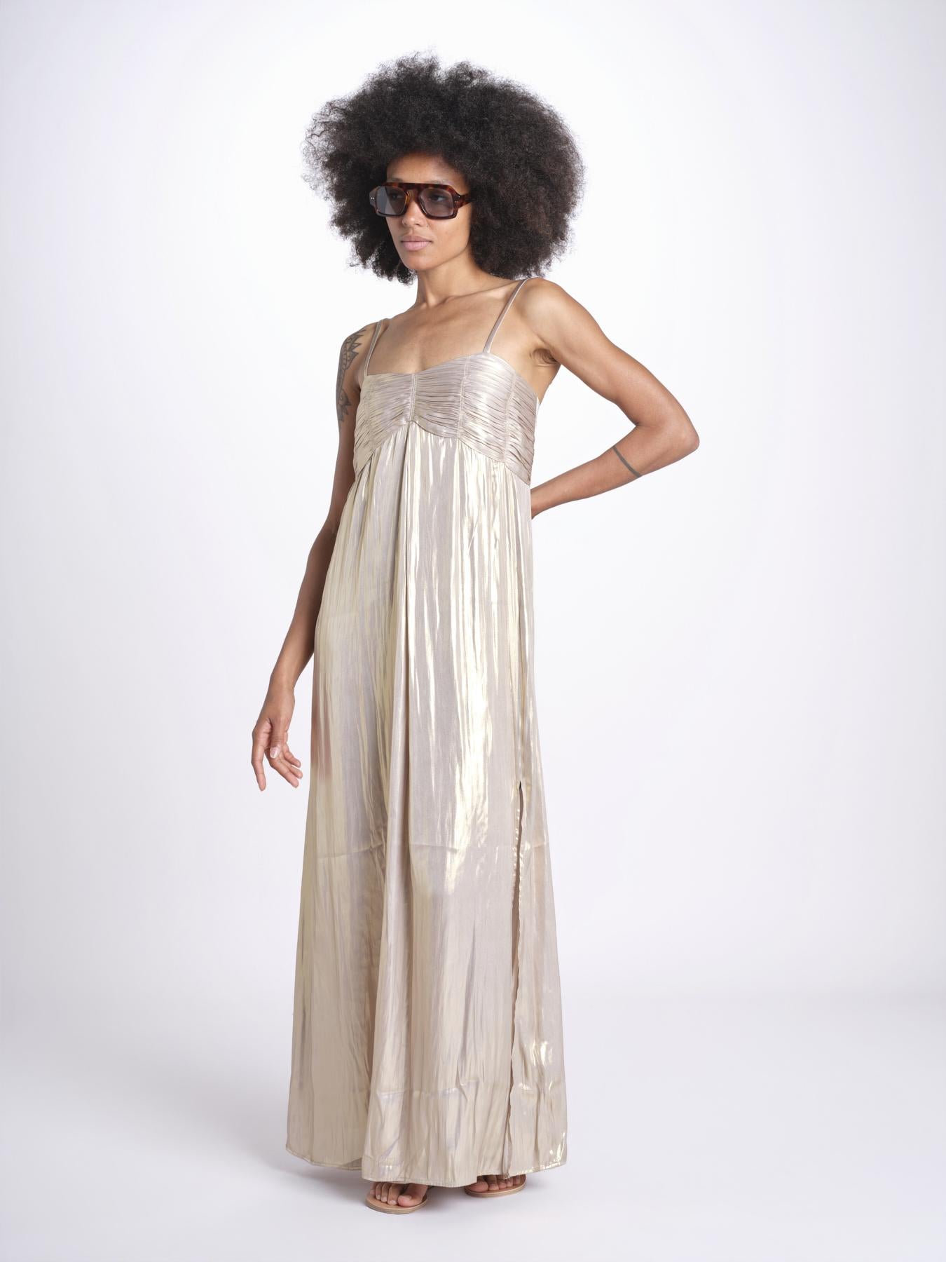 abito lungo con spalline sottili WWDR02613 GOLD 700 zadig & voltaire 