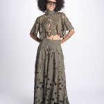 top con fiori intarsiati KOUFONISI M1721 PESTO lace the label 