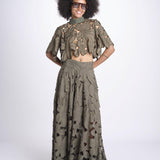 top con fiori intarsiati KOUFONISI M1721 PESTO lace the label 