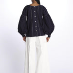 MARGUERITE camicia maniche sbuffo con ricami E25TU019 MARINE stella forest 