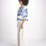 giacca con fiori ricamati GRETA JKT 747215 ECRU mabe 